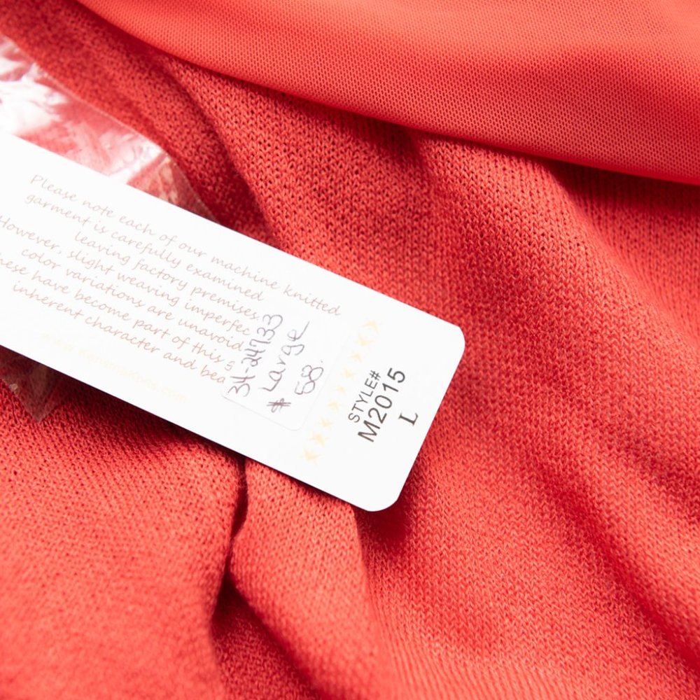 Kerisma Joelle Top Knit Sheer Chiffon Back Shirt Brick Red Size Large New - Picture 5 of 7